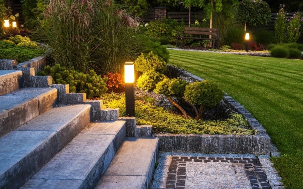 Garden lighting and steps